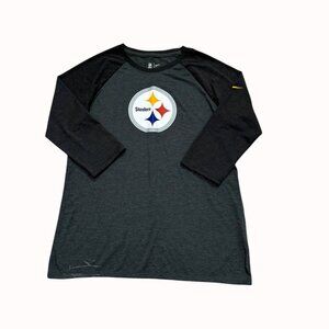 Nike Steelers NFL Team Tee Raglan Sleeve Shirt Size M Mens Black Gray